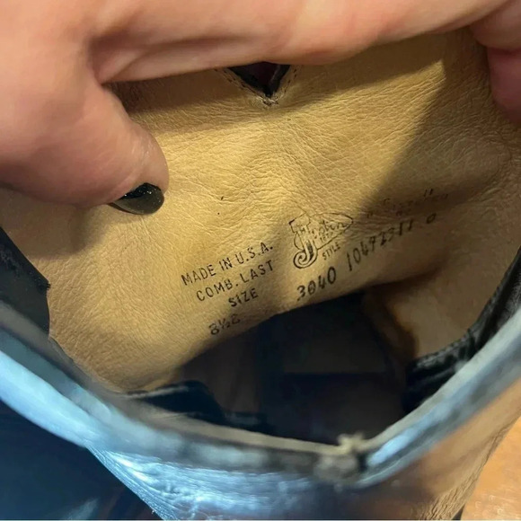 Justin Tobias 12" Western Black Leather boots size 8.5 E wide - Picture 11 of 12